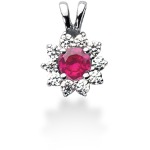 Pink Topaz pendant in White gold with 10 diamonds (0.3ct)