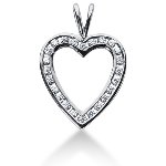 White gold heart shaped pendant with 24 diamonds (0.72ct)