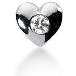 White gold heart shaped pendant with round, brilliant cut diamond (0.15ct)