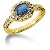 Blue Topaz Ring in Yellow gold with 26 diamonds (0.22ct)