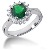 Green Peridot Ring in White gold with 14 diamonds (0.42ct)
