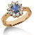 Blue Topaz Ring in Red gold with 9 diamonds (0.45ct)