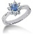 Blue Topaz Ring in Platinum with 8 diamonds (0.4ct)