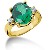 Green Peridot Ring in Yellow gold with 2 diamonds (0.2ct)