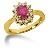 Pink Topaz Ring in Yellow gold with 12 diamonds (0.36ct)