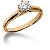 Red gold Solitaire with  0.5ct round, brilliant cut diamond