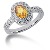 Yellow Citrine Ring in White gold with 28 diamonds (0.28ct)