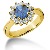 Blue Topaz Ring in Yellow gold with 12 diamonds (0.6ct)