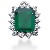 Dark green Peridot pendant in White gold with 14 diamonds (1.4ct)