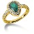Green Peridot Ring in Yellow gold with 32 diamonds (0.32ct)