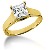 Yellow gold Solitaire with  1.5ct princess cut diamond