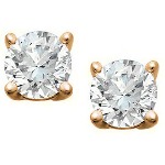 Red gold studs with round, brilliant cut diamonds 3.0 mm (0.2ct)